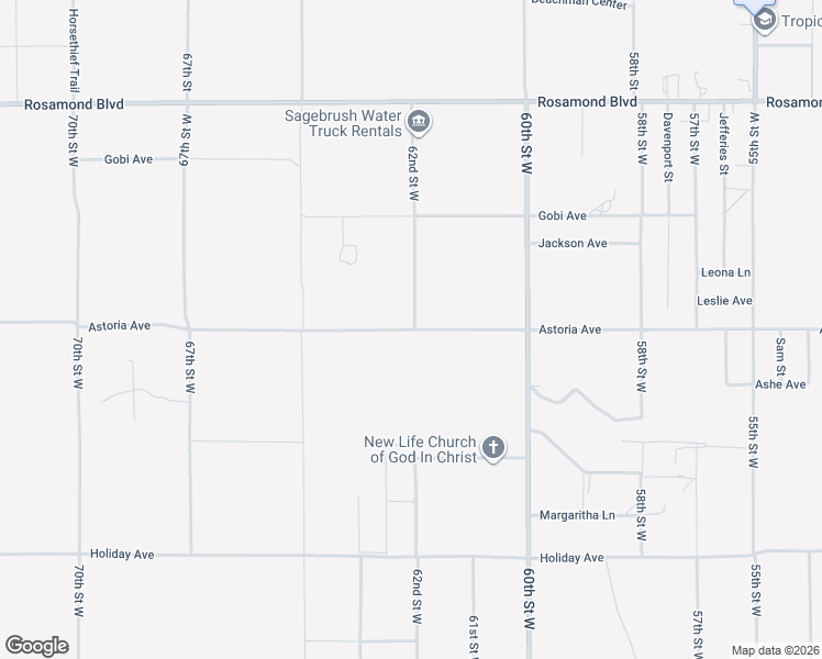 map of restaurants, bars, coffee shops, grocery stores, and more near 6270 Astoria Avenue in Rosamond