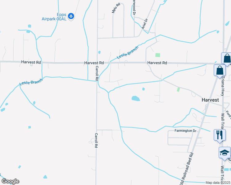 map of restaurants, bars, coffee shops, grocery stores, and more near 108 Glen Hollow Lane in Harvest