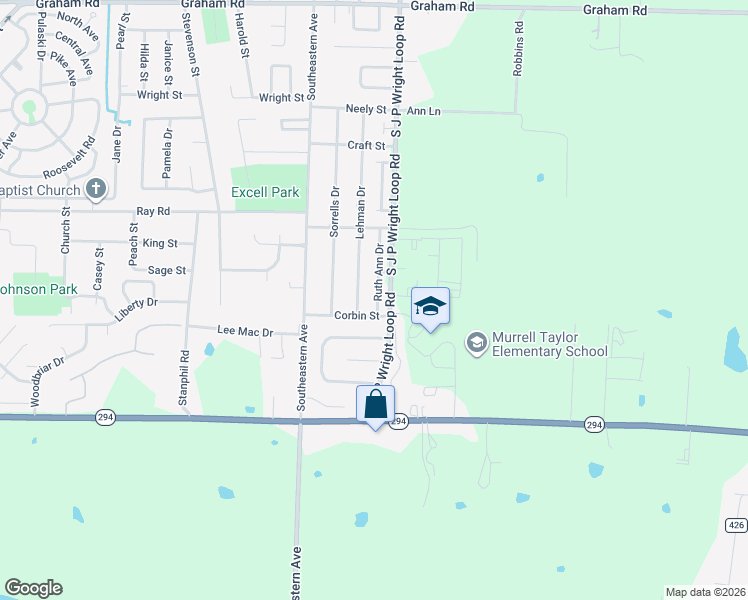 map of restaurants, bars, coffee shops, grocery stores, and more near 1101 Ruth Ann Drive in Jacksonville