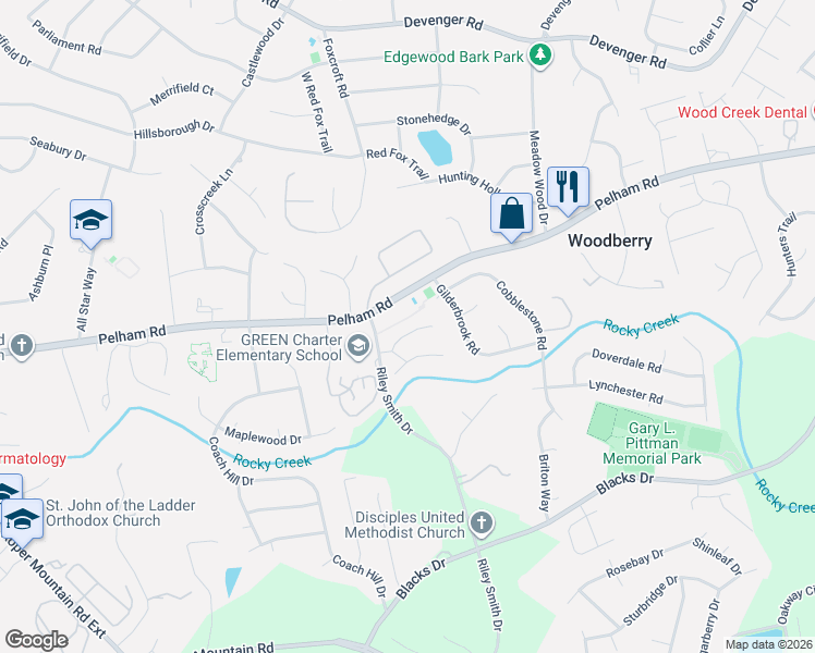 map of restaurants, bars, coffee shops, grocery stores, and more near 215 Sun Garden Court in Greenville