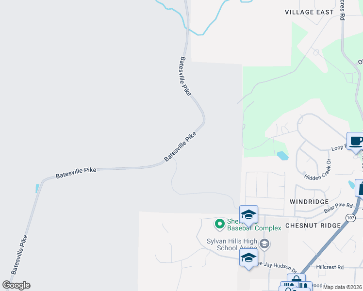 map of restaurants, bars, coffee shops, grocery stores, and more near 2421 Batesville Pike in North Little Rock