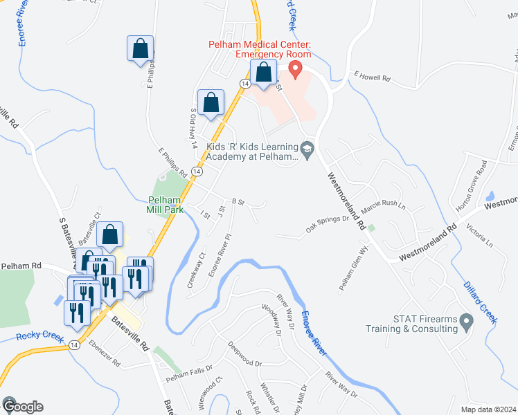 map of restaurants, bars, coffee shops, grocery stores, and more near 128 State Road S-42-9633 in Greer
