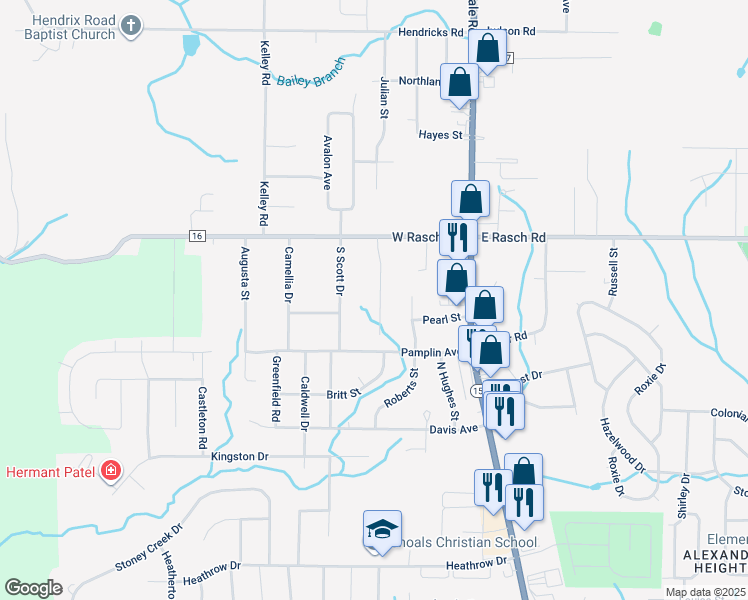 map of restaurants, bars, coffee shops, grocery stores, and more near 112 Irons Drive in Florence