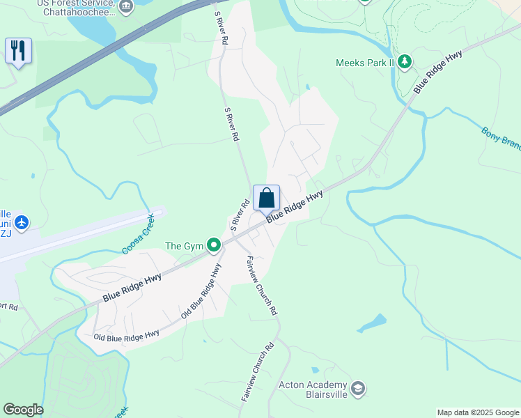 map of restaurants, bars, coffee shops, grocery stores, and more near 1508 Blue Ridge Highway in Blairsville