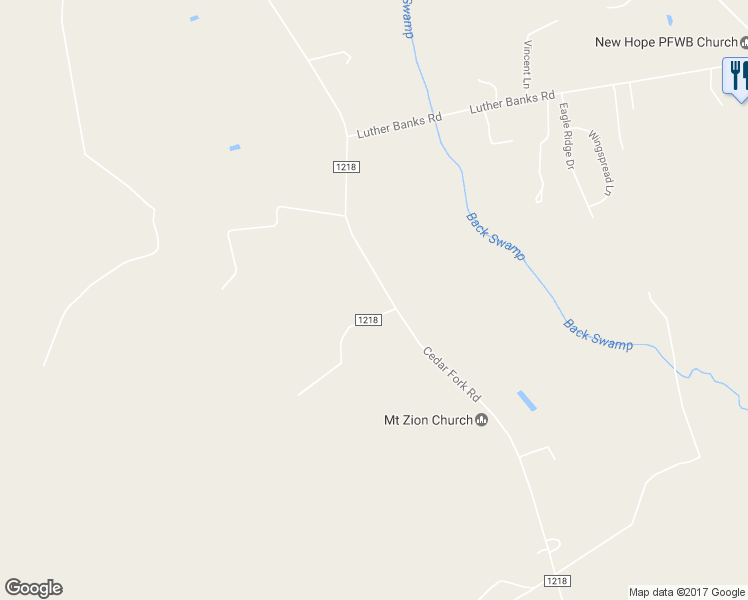 map of restaurants, bars, coffee shops, grocery stores, and more near 443 Cedar Fork Road in Beulaville