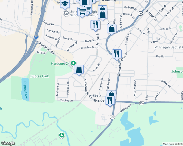map of restaurants, bars, coffee shops, grocery stores, and more near 1111 Gina Circle in Jacksonville