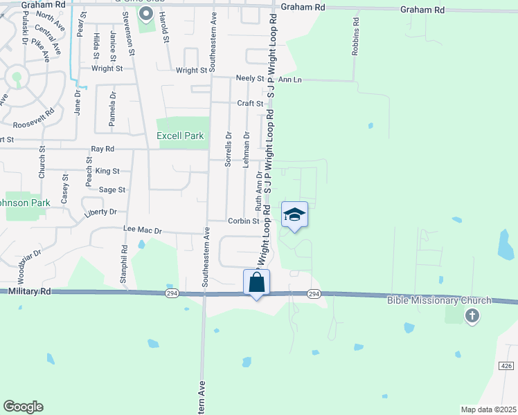 map of restaurants, bars, coffee shops, grocery stores, and more near 1110 Ruth Ann Drive in Jacksonville