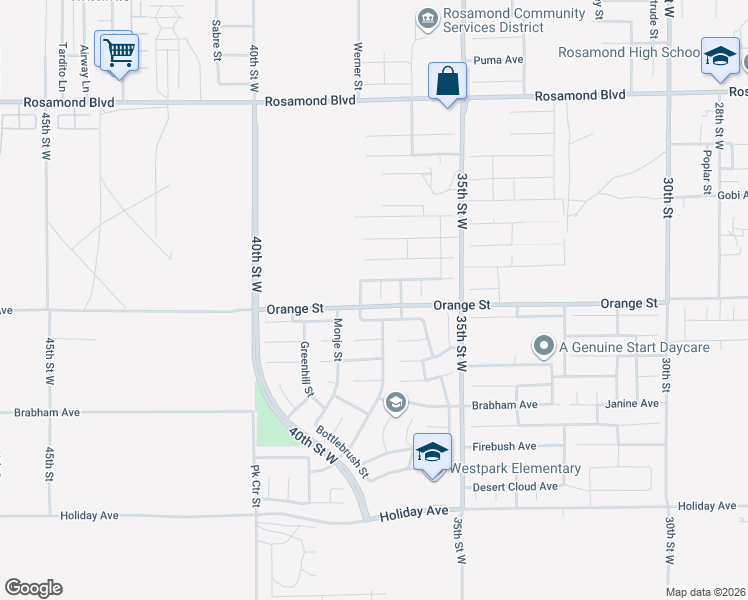 map of restaurants, bars, coffee shops, grocery stores, and more near 2513 Mammoth Mountain Way in Rosamond