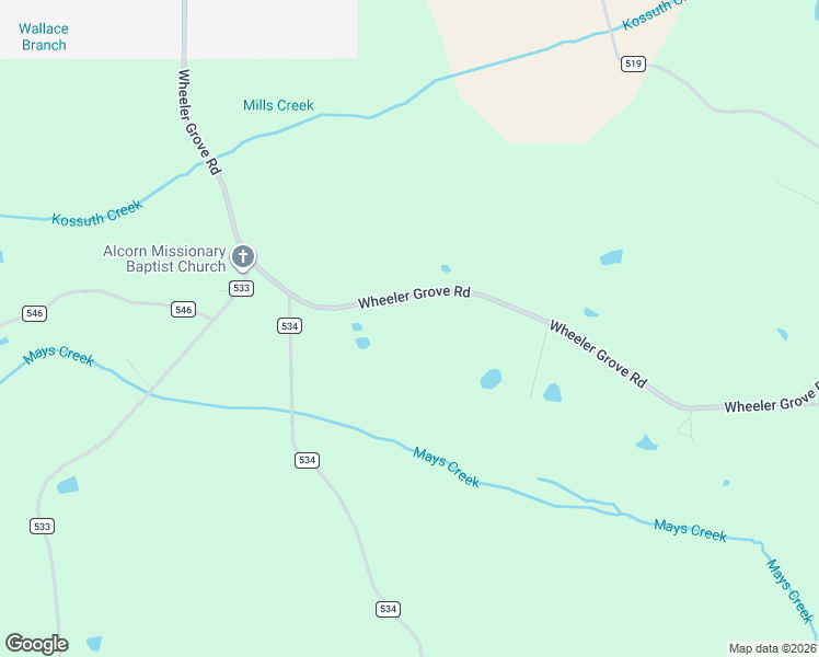 map of restaurants, bars, coffee shops, grocery stores, and more near Wheeler Grove Road in Corinth