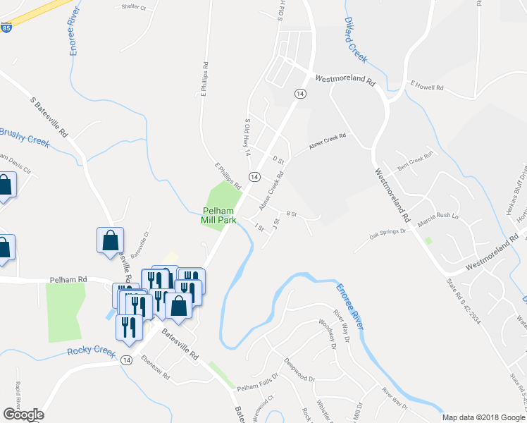 map of restaurants, bars, coffee shops, grocery stores, and more near 194 Abner Creek Road in Greer