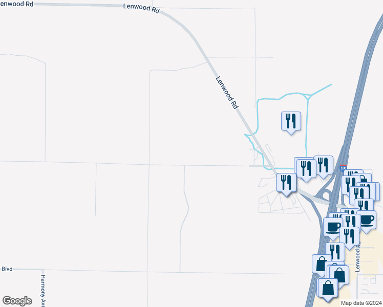 map of restaurants, bars, coffee shops, grocery stores, and more near High Desert Road in Barstow