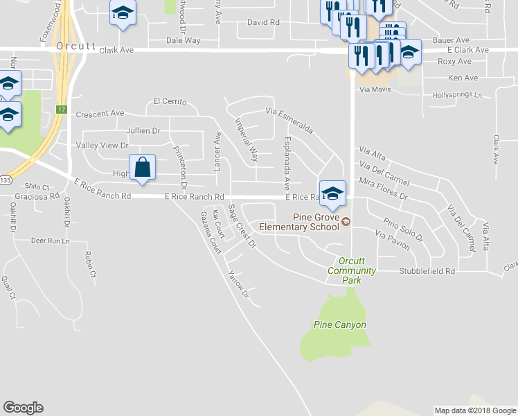 map of restaurants, bars, coffee shops, grocery stores, and more near 742 Apple Tree Way in Orcutt