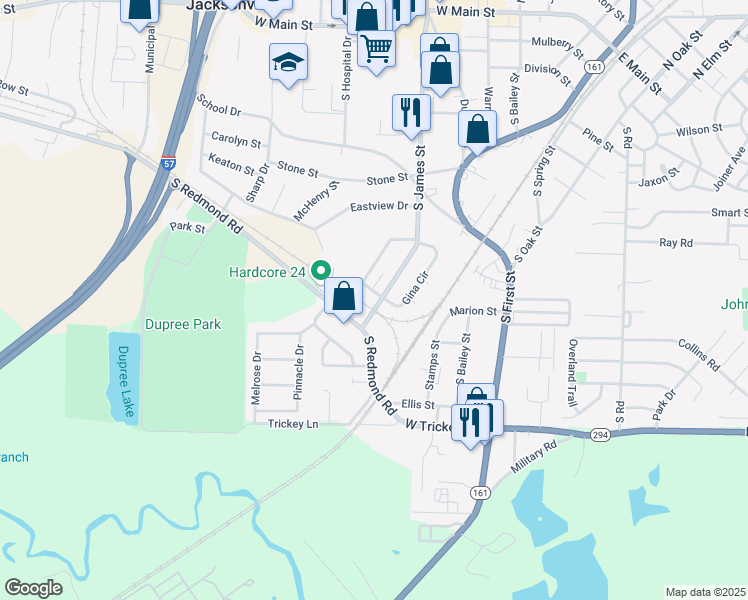 map of restaurants, bars, coffee shops, grocery stores, and more near 1001 Nina St in Jacksonville
