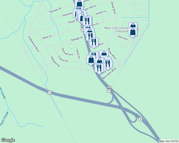 map of restaurants, bars, coffee shops, grocery stores, and more near 99 Shepard Street in Havelock
