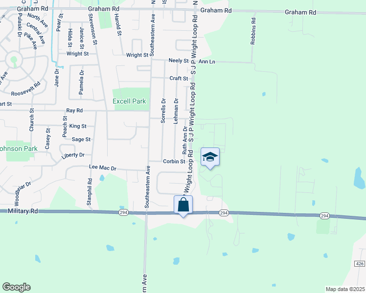 map of restaurants, bars, coffee shops, grocery stores, and more near 1101 Ruth Ann Dr in Jacksonville