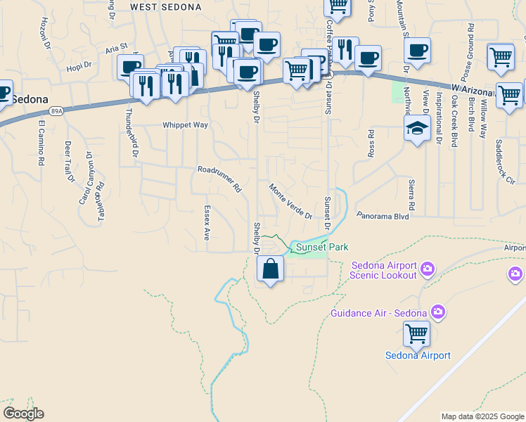 map of restaurants, bars, coffee shops, grocery stores, and more near 194 Monte Verde Drive in Sedona