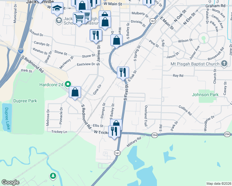 map of restaurants, bars, coffee shops, grocery stores, and more near 610 Marion Street in Jacksonville