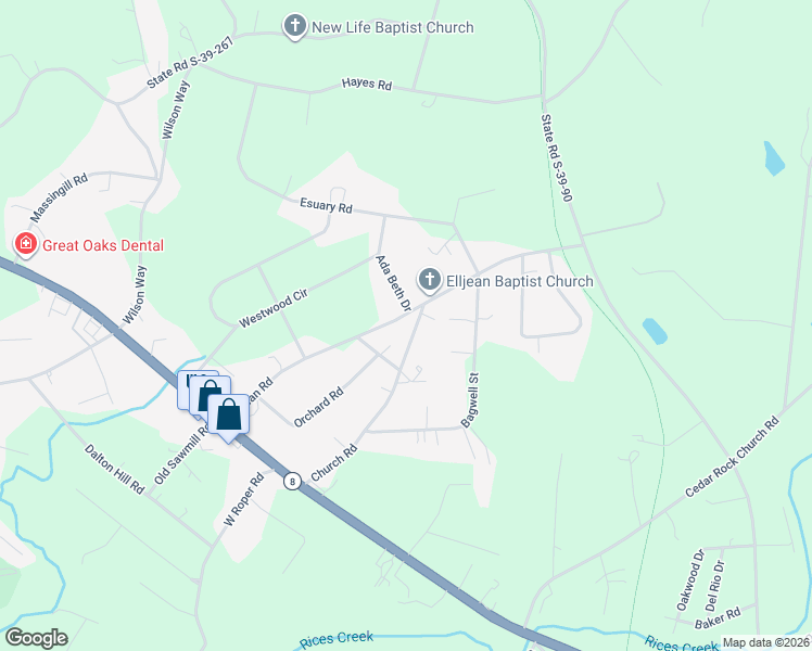 map of restaurants, bars, coffee shops, grocery stores, and more near 317 Church Rd in Easley