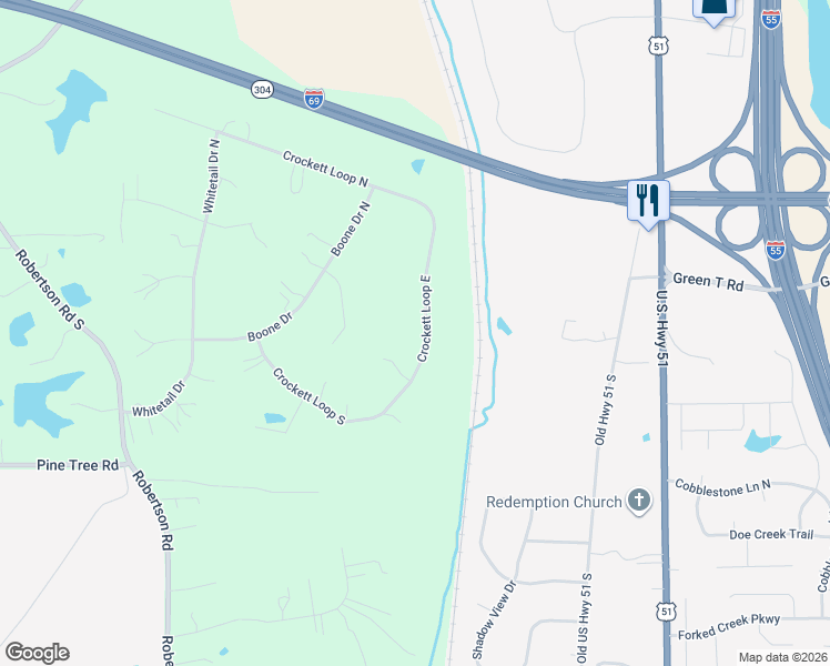 map of restaurants, bars, coffee shops, grocery stores, and more near 193 Crockett Loop East in Hernando
