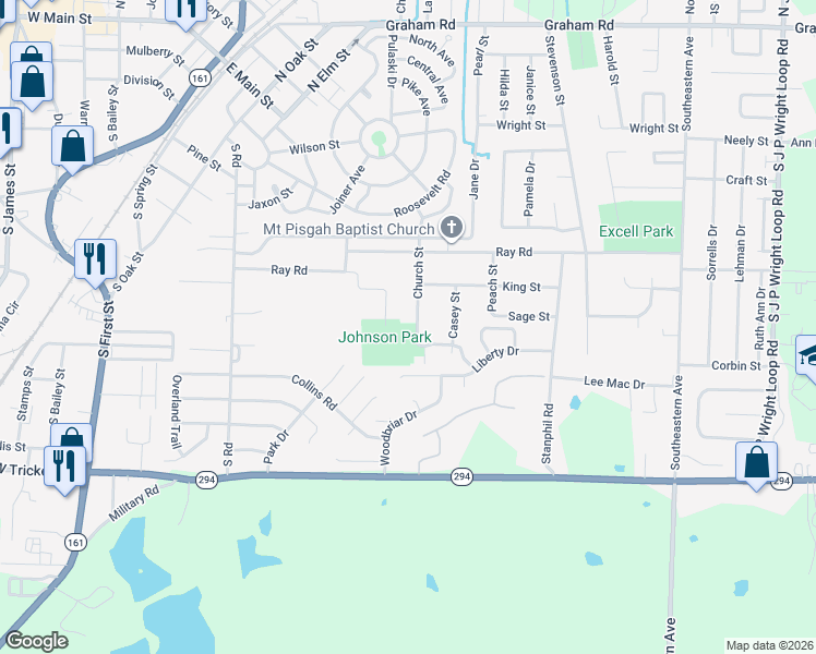 map of restaurants, bars, coffee shops, grocery stores, and more near 1104 Church Street in Jacksonville