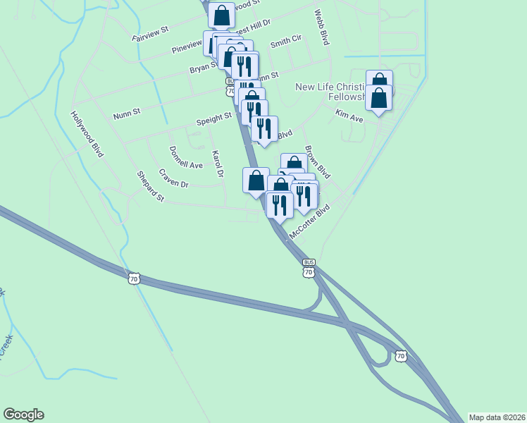 map of restaurants, bars, coffee shops, grocery stores, and more near 21 Shepard Street in Havelock