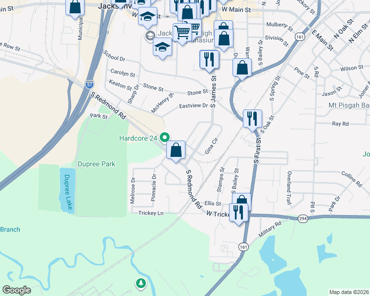map of restaurants, bars, coffee shops, grocery stores, and more near 1103 Nina Street in Jacksonville