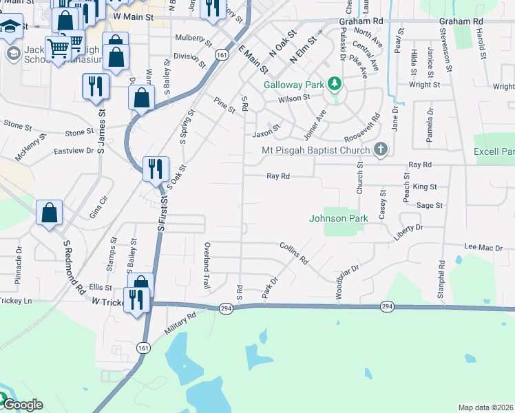 map of restaurants, bars, coffee shops, grocery stores, and more near 1203 South Road in Jacksonville