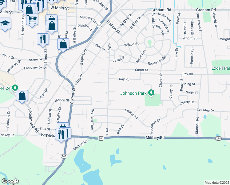 map of restaurants, bars, coffee shops, grocery stores, and more near 1203 South Road in Jacksonville