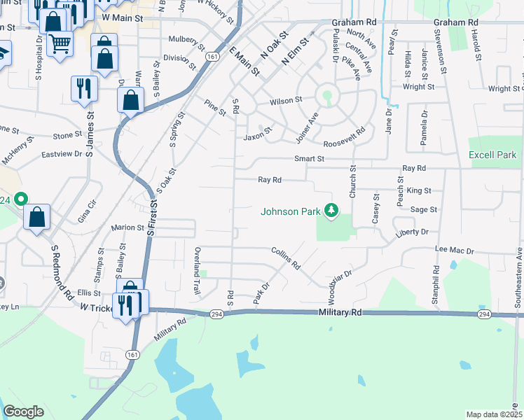 map of restaurants, bars, coffee shops, grocery stores, and more near 1203 South Road in Jacksonville