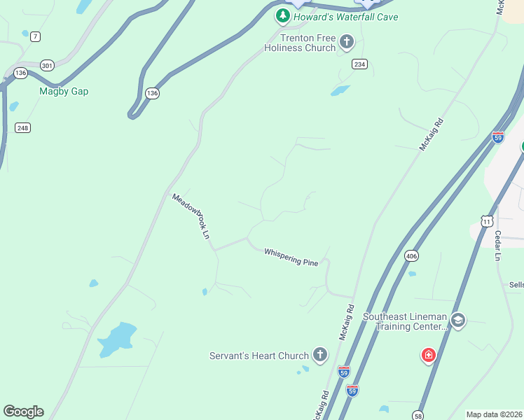 map of restaurants, bars, coffee shops, grocery stores, and more near 7 Tanglewood Trail in Trenton