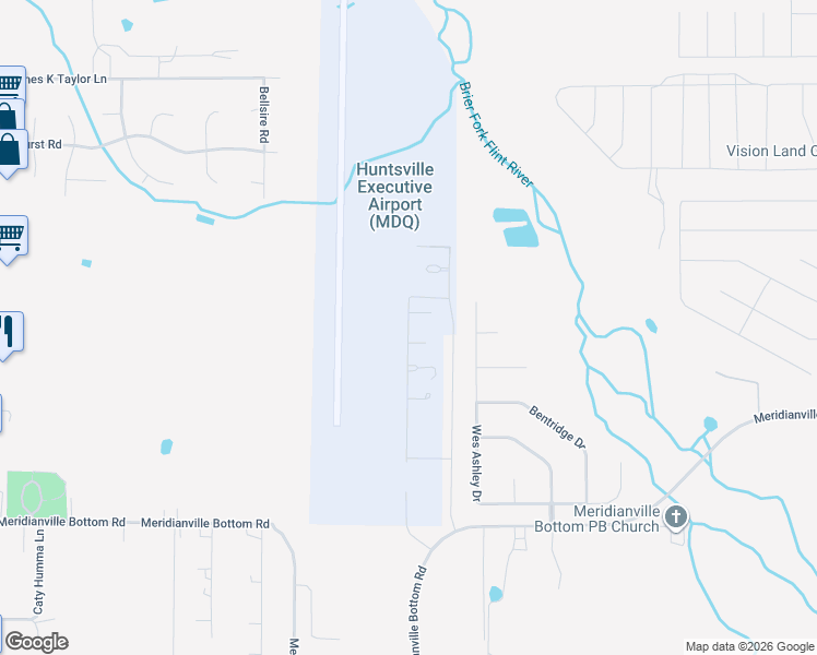 map of restaurants, bars, coffee shops, grocery stores, and more near 271 Bolling Road in Meridianville