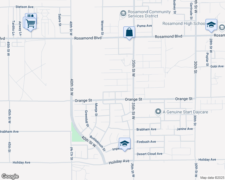 map of restaurants, bars, coffee shops, grocery stores, and more near 3647 Monument Hills Avenue in Rosamond