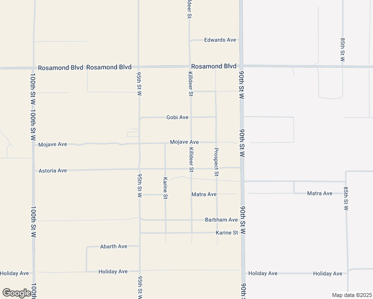 map of restaurants, bars, coffee shops, grocery stores, and more near Killdeer Street in Rosamond