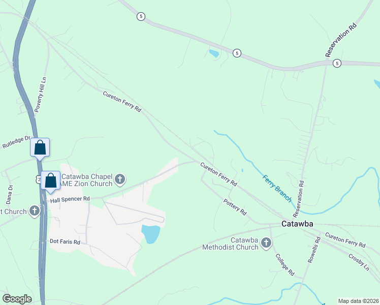 map of restaurants, bars, coffee shops, grocery stores, and more near 4561 Cureton Ferry Road in Catawba