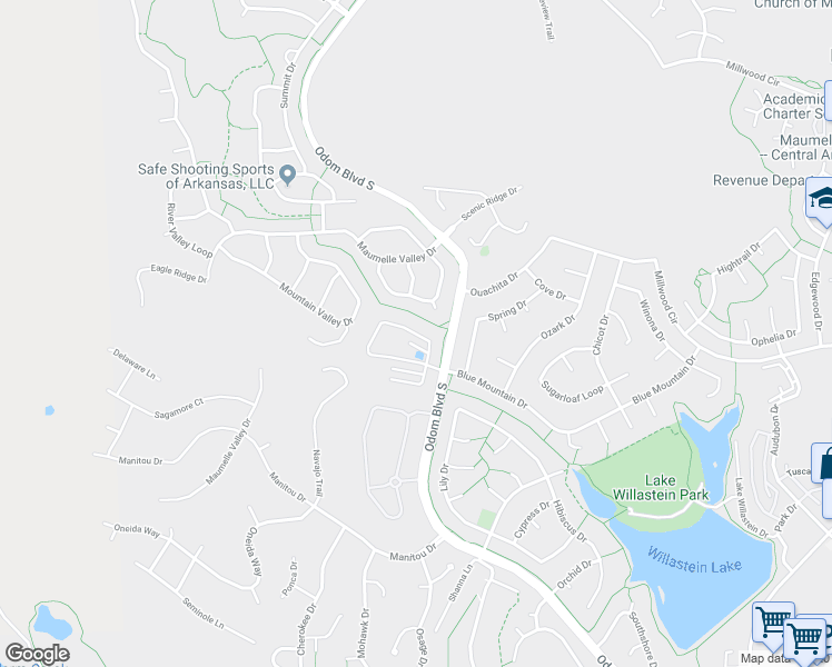 map of restaurants, bars, coffee shops, grocery stores, and more near 222 Nantucket Loop in Maumelle