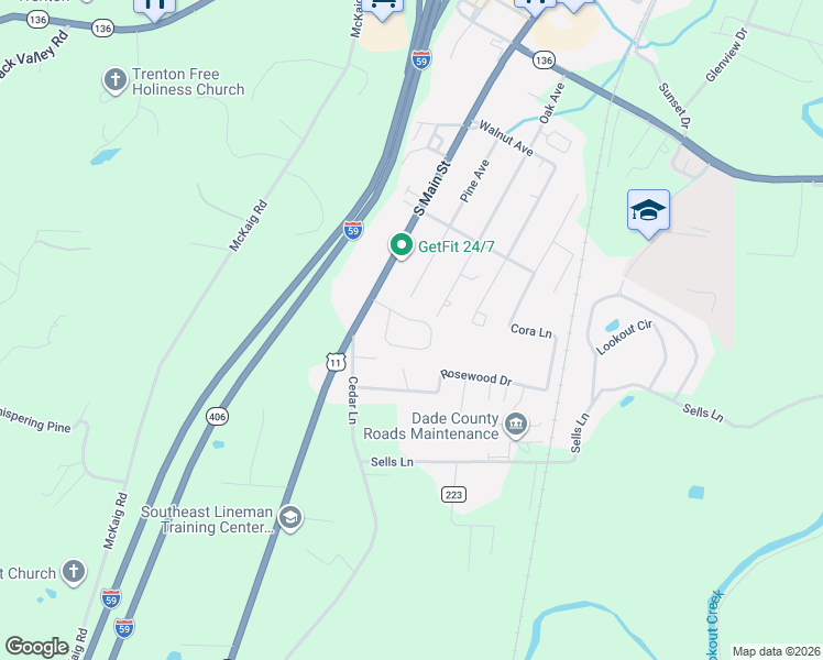 map of restaurants, bars, coffee shops, grocery stores, and more near 404 Oak Avenue in Trenton