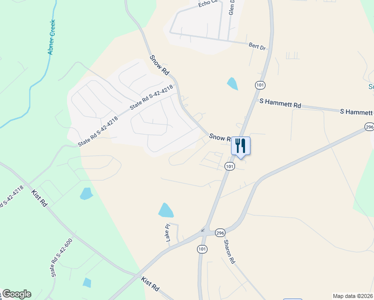 map of restaurants, bars, coffee shops, grocery stores, and more near 500 Snow Road in Greer