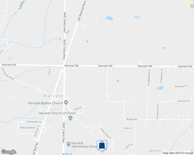 map of restaurants, bars, coffee shops, grocery stores, and more near 876 Harvest Road in Harvest