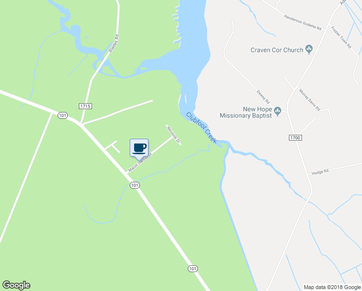 map of restaurants, bars, coffee shops, grocery stores, and more near 101 Neusiok Drive in Havelock
