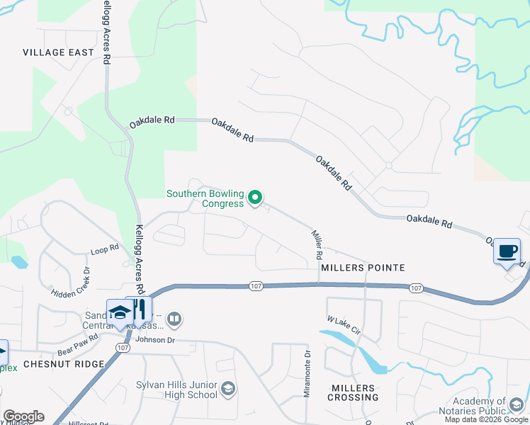 map of restaurants, bars, coffee shops, grocery stores, and more near 9805 Miller Road in Sherwood