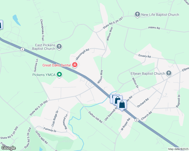 map of restaurants, bars, coffee shops, grocery stores, and more near 2118 Gentry Memorial Highway in Pickens