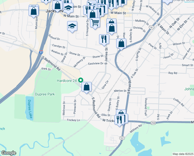map of restaurants, bars, coffee shops, grocery stores, and more near 1012 Heather Street in Jacksonville