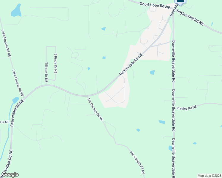 map of restaurants, bars, coffee shops, grocery stores, and more near 1052 Beaverdale Road Northeast in Dalton