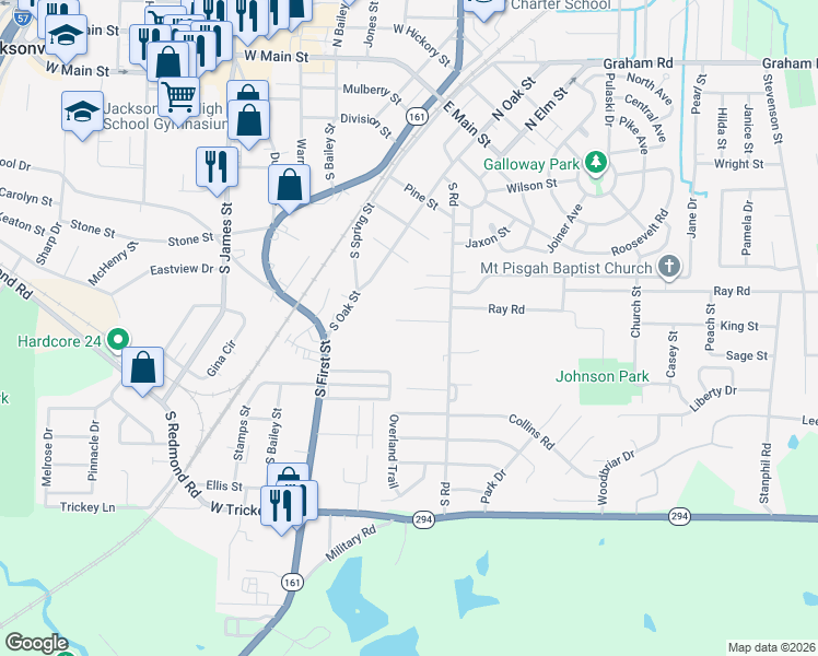 map of restaurants, bars, coffee shops, grocery stores, and more near 209 Raney Place in Jacksonville