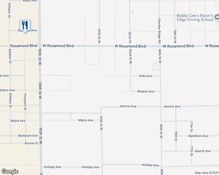 map of restaurants, bars, coffee shops, grocery stores, and more near 8349 Mojave Avenue in Rosamond