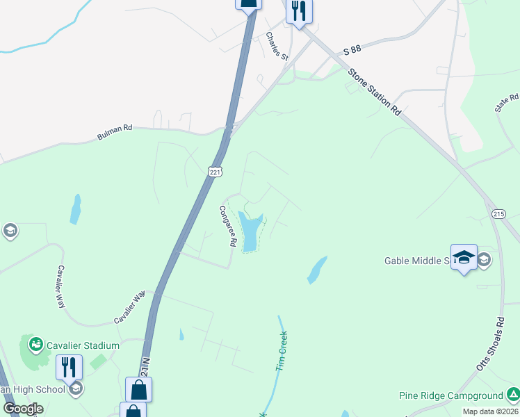 map of restaurants, bars, coffee shops, grocery stores, and more near 428 Congaree Road in Roebuck