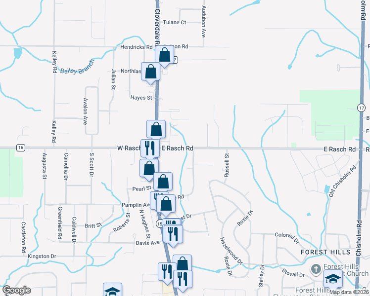 map of restaurants, bars, coffee shops, grocery stores, and more near 178 East Rasch Road in Florence