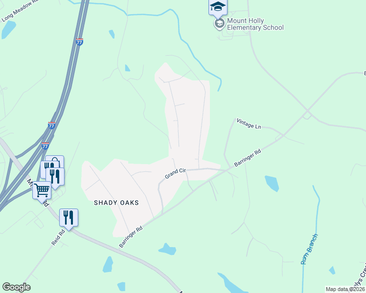 map of restaurants, bars, coffee shops, grocery stores, and more near 2013 Forest Creek Drive in Rock Hill