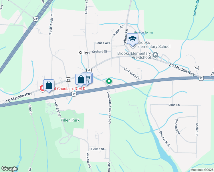 map of restaurants, bars, coffee shops, grocery stores, and more near in Killen