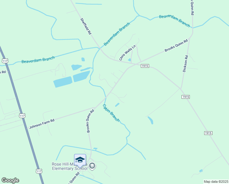 map of restaurants, bars, coffee shops, grocery stores, and more near 143 Sholar Family Lane in Rose Hill